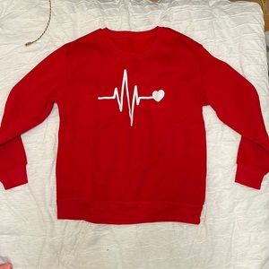Red heart crew neck sweater Womens/teens/girls